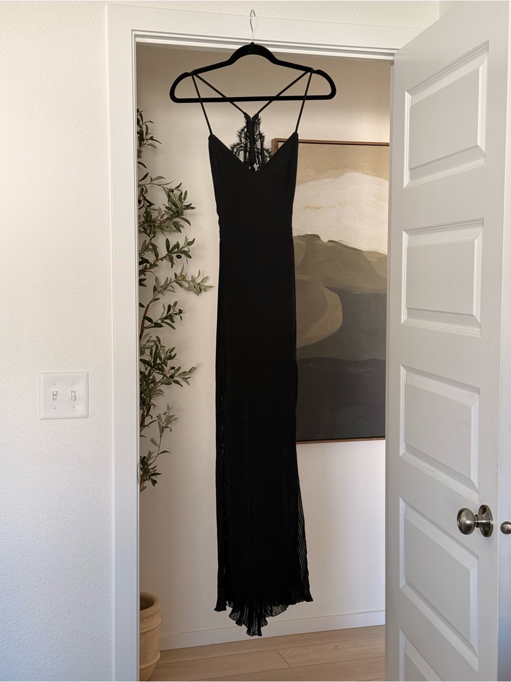 Classic Black Maxi Slip Dress with Lace and Open Back Lovers + Friends